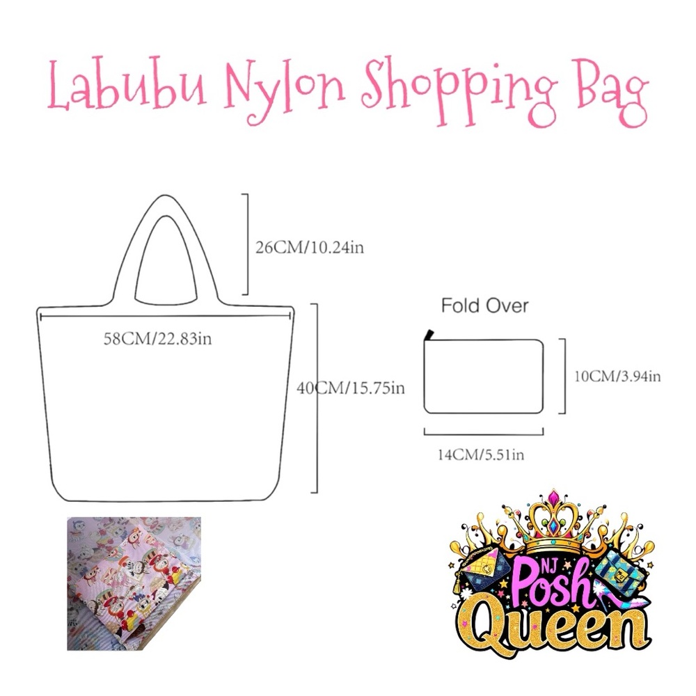 LABUBU Nylon Colorful Shopping Tote Women's Bag - Picture 6 of 13